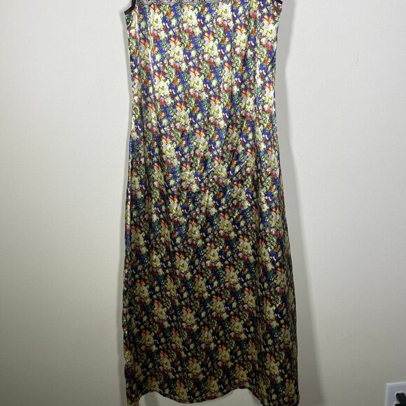 Sleep-In's Women's Sleeveless Maxi Night Gown Floral Satin Embroidered Medium! - Picture 2 of 7